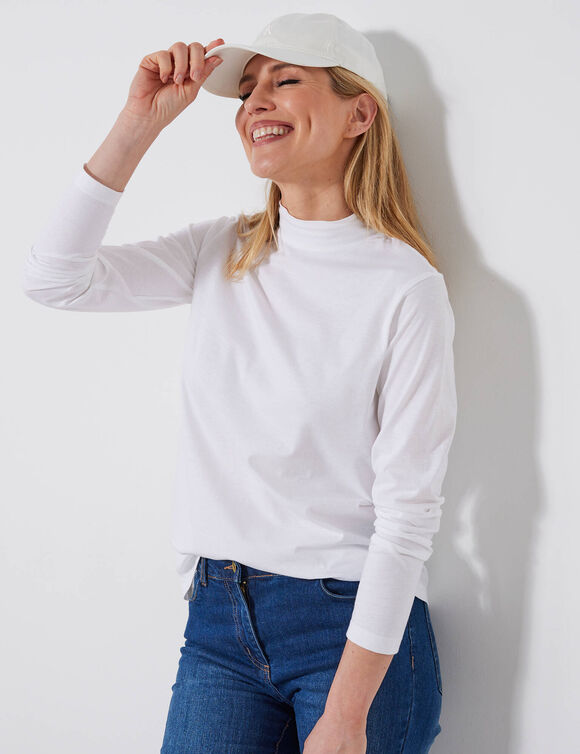 T-shirt col montant manches longues (blanc) T-shirt col montant manches longues (blanc)